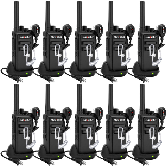 MaxTalker MT-5X Rechargeable Walkie Talkies | Compact Two-Way Radios with Earpiece