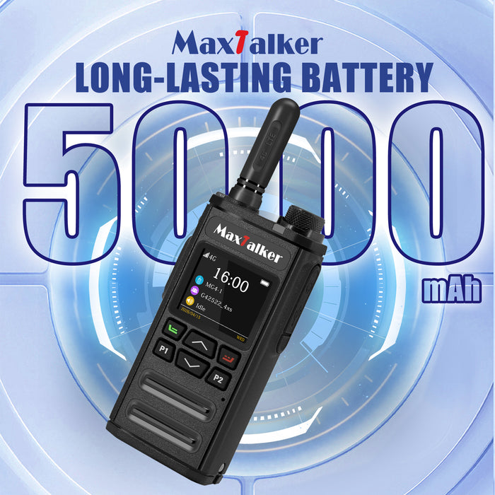 MaxTalker MG4 4G LTE PoC Radio 2-Pack | Global Walkie Talkie with 3-Year SIM, 5000mAh