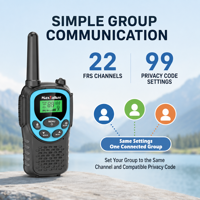 MaxTalker MT10 Walkie Talkies | 22 FRS Channels Rechargeable Two-Way Radio