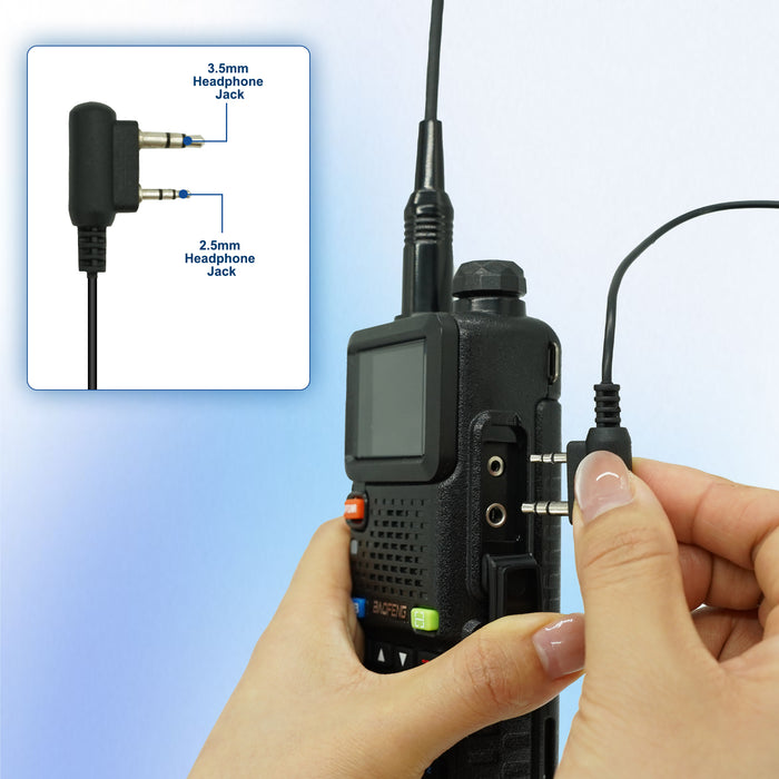 MaxTalker G-Shape 2-Pin Earpiece | PTT Headset with Mic for Two-Way Radios