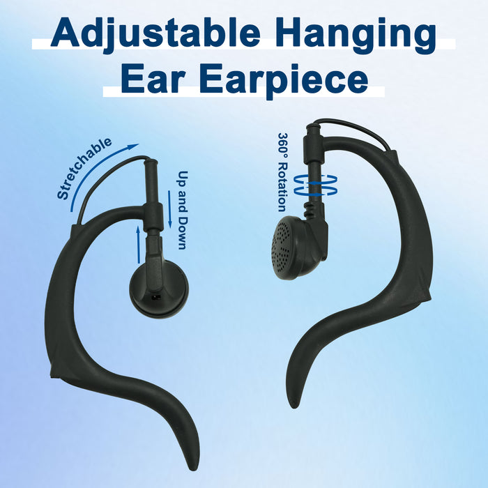 MaxTalker G-Shape 2-Pin Earpiece | PTT Headset with Mic for Two-Way Radios