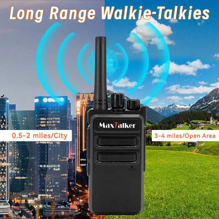 MaxTalker MT-5X Rechargeable Walkie Talkies | Compact Two-Way Radios with Earpiece
