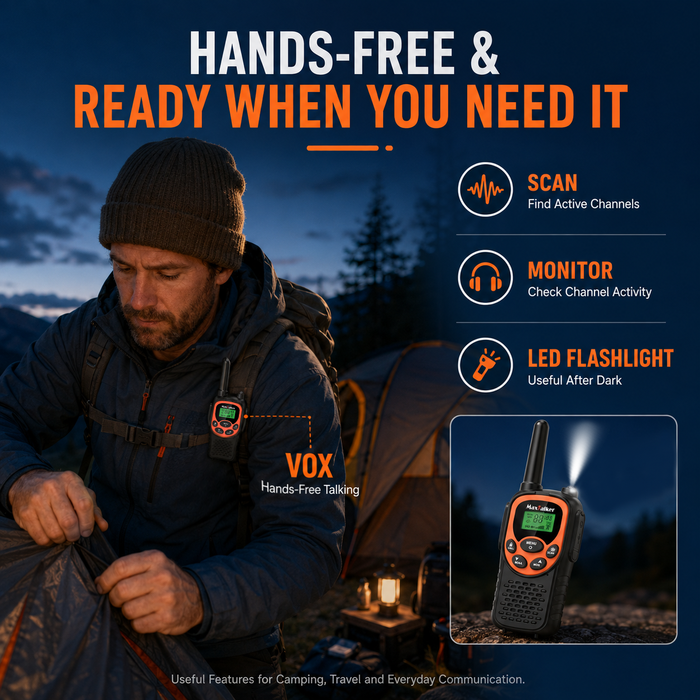 MaxTalker MT10 Walkie Talkies | 22 FRS Channels Rechargeable Two-Way Radio