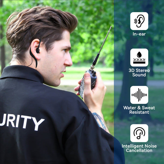 MaxTalker G-Shape 2-Pin Earpiece | PTT Headset with Mic for Two-Way Radios