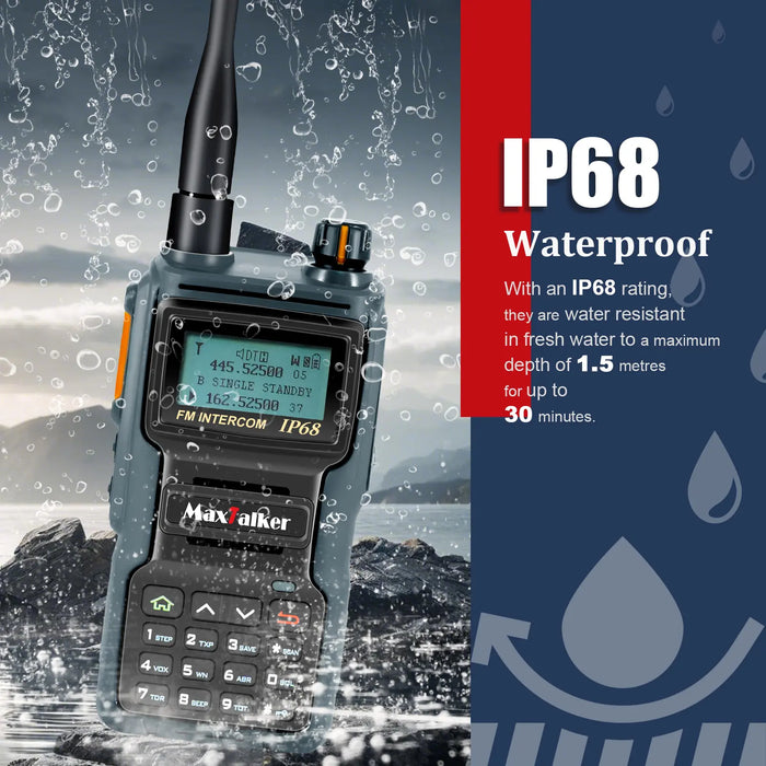 MaxTalker TK-W70 10W Ham Radio | IP68 Waterproof Professional Handheld
