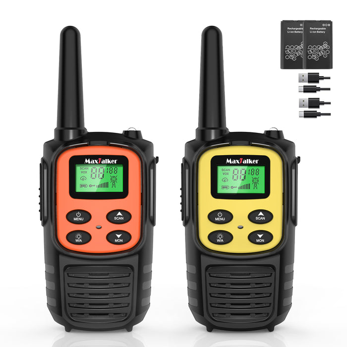 MaxTalker MT10 Walkie Talkies | 22 FRS Channels Rechargeable Two-Way Radio